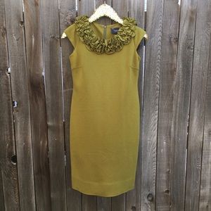 {Just Taylor} Chartreuse Ruffle Collar Dress 4